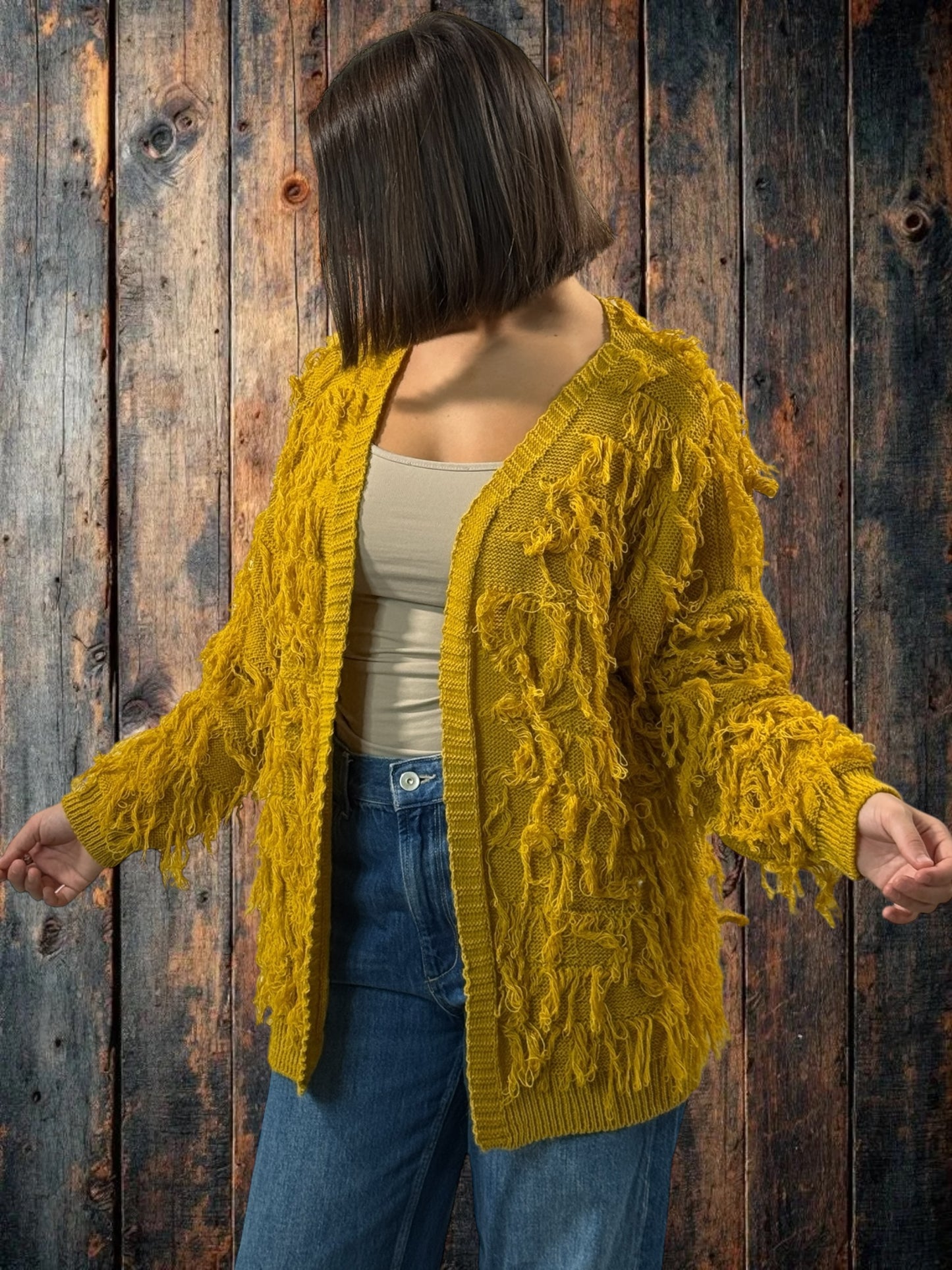 SANDY - GILET MOUTARDE JUSQU'A LA TAILLE 48
