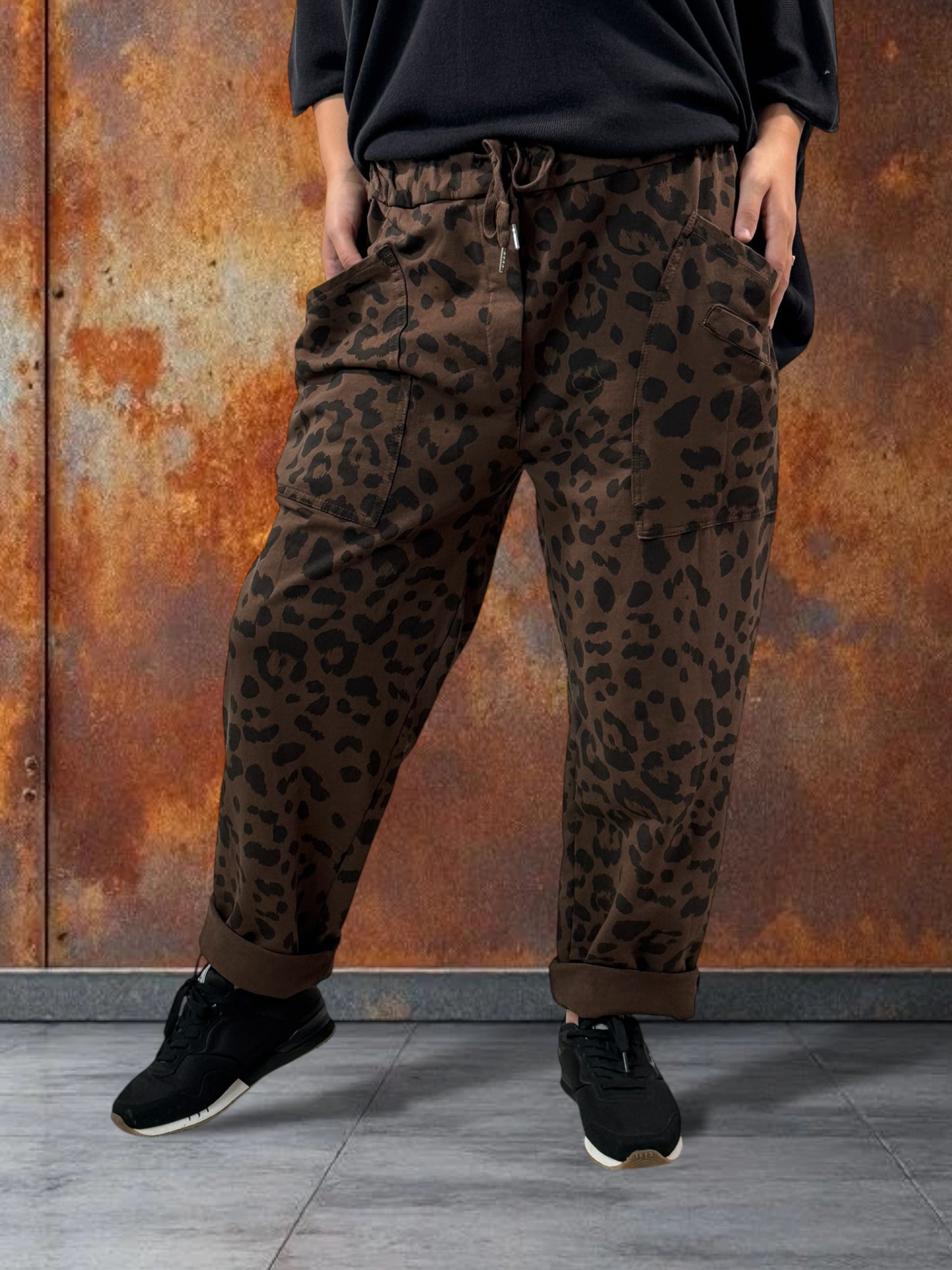 DIEGO - PANTALON SPORTSWEAR LEOPARD MARRON TAILLE 46 A 50/52