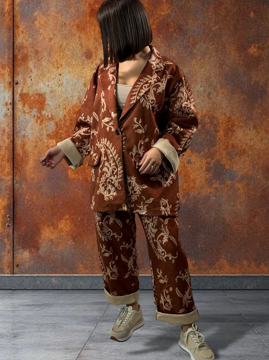 ALYSON - BLAZER ROUX A MOTIF EN SUEDINE JUSQU'A LA TAILLE 52