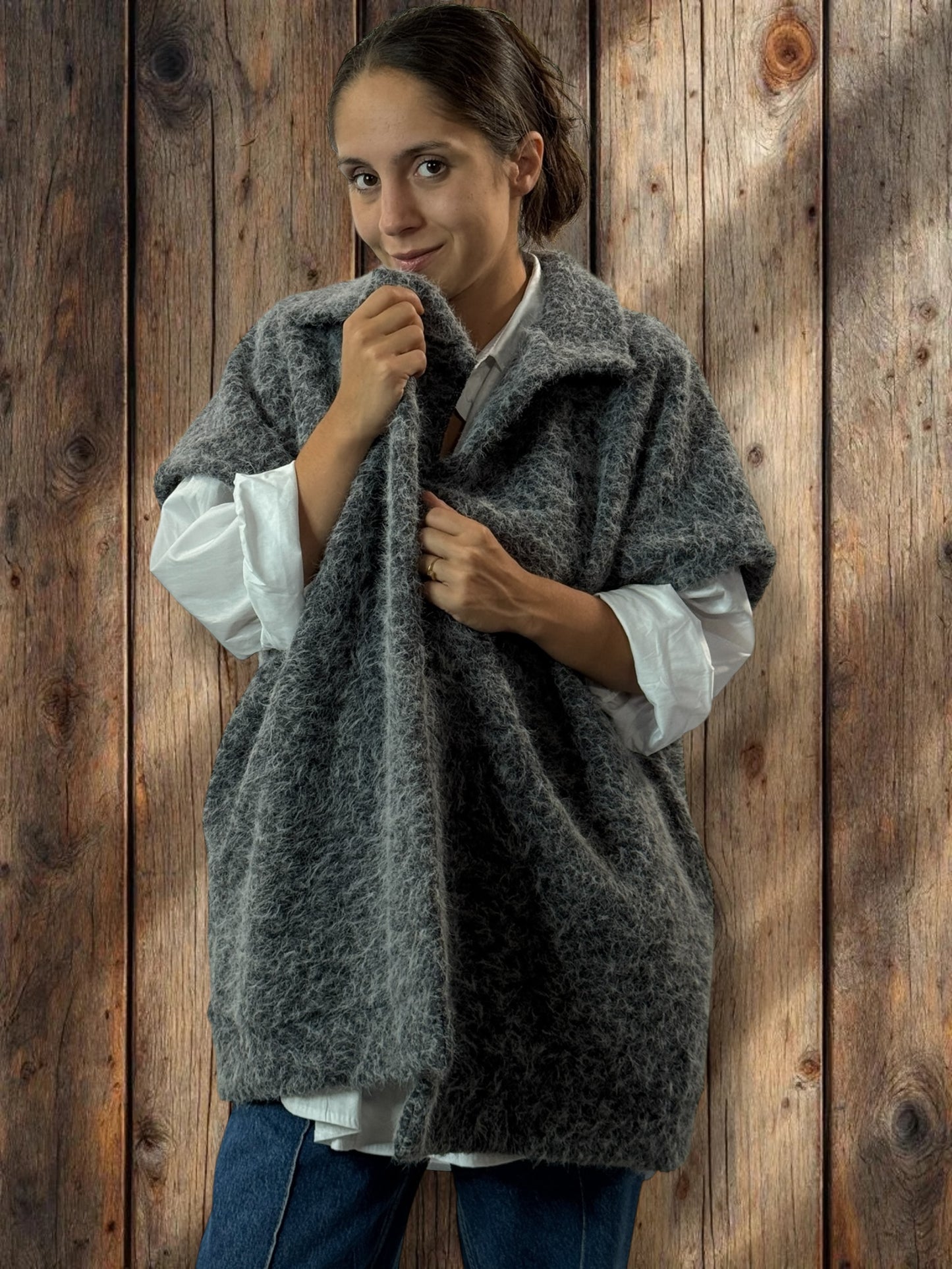 JACK - GILET GRIS SANS MANCHE AVEC COL JUSQU'A LA TAILLE 54