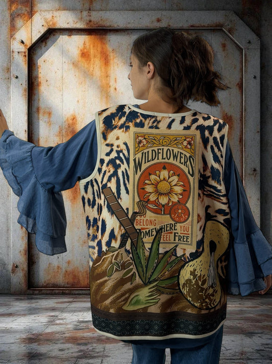 LORENZO - GILET SANS MANCHE A MOTIF JUSQU'A LA TAILLE 50/52