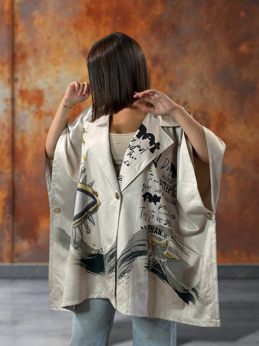 CEZANNE - VESTE CAPE EN SUEDINE JUSQU'A LA TAILLE 60