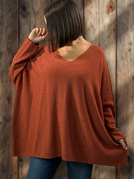 PALOMA - PULL OVERSIZE ROUX JUSQU'A LA TAILLE 56