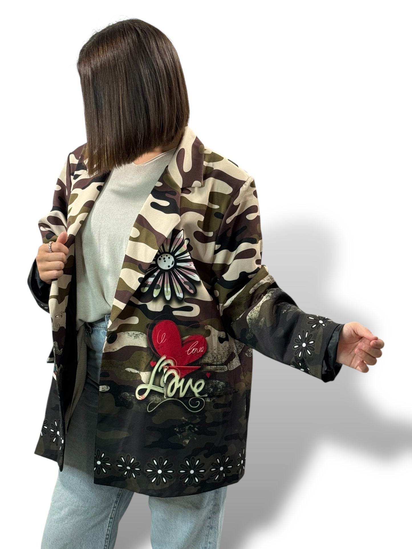 HAPINESS - VESTE OVERSIZE MOTIF SKULL JUSQU'A LA TAILLE 52