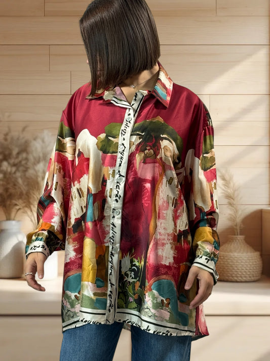 ARTISTE - CHEMISE OVERSIZE A MOTIF JUSQU'A LA TAILLE 52