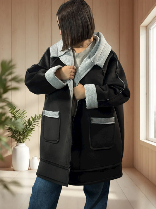 BRADLEY - VESTE A CAPUCHE NOIRE JUSQU'A LA TAILLE 56