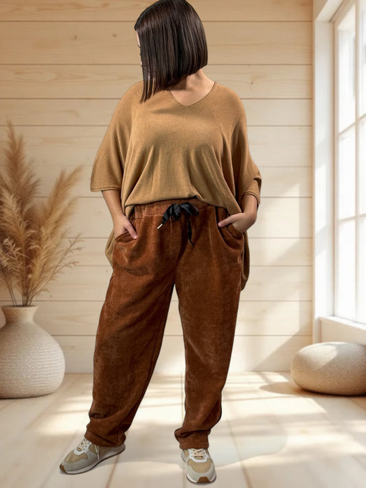 LEON - PANTALON EN VELOURS ROUX TAILLE 44 A 50/52