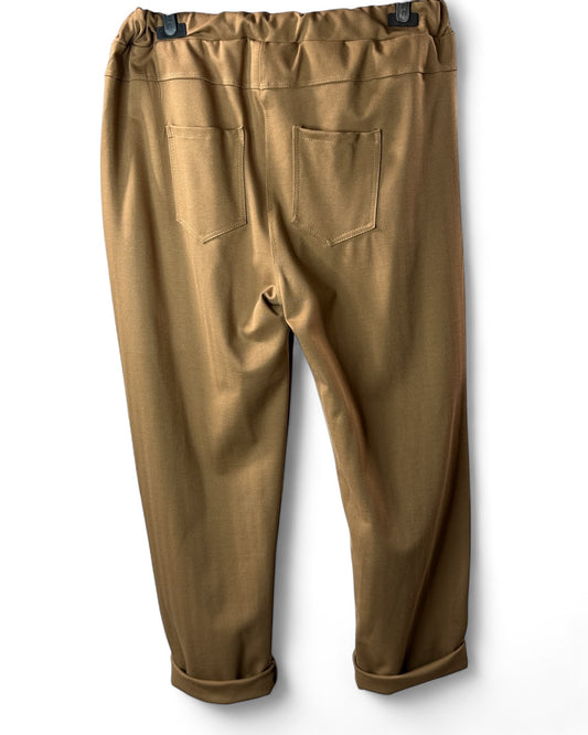 REMENBER - PANTALON CAMEL A CHEVRONS JUSQU'A LA TAILLE 52/54