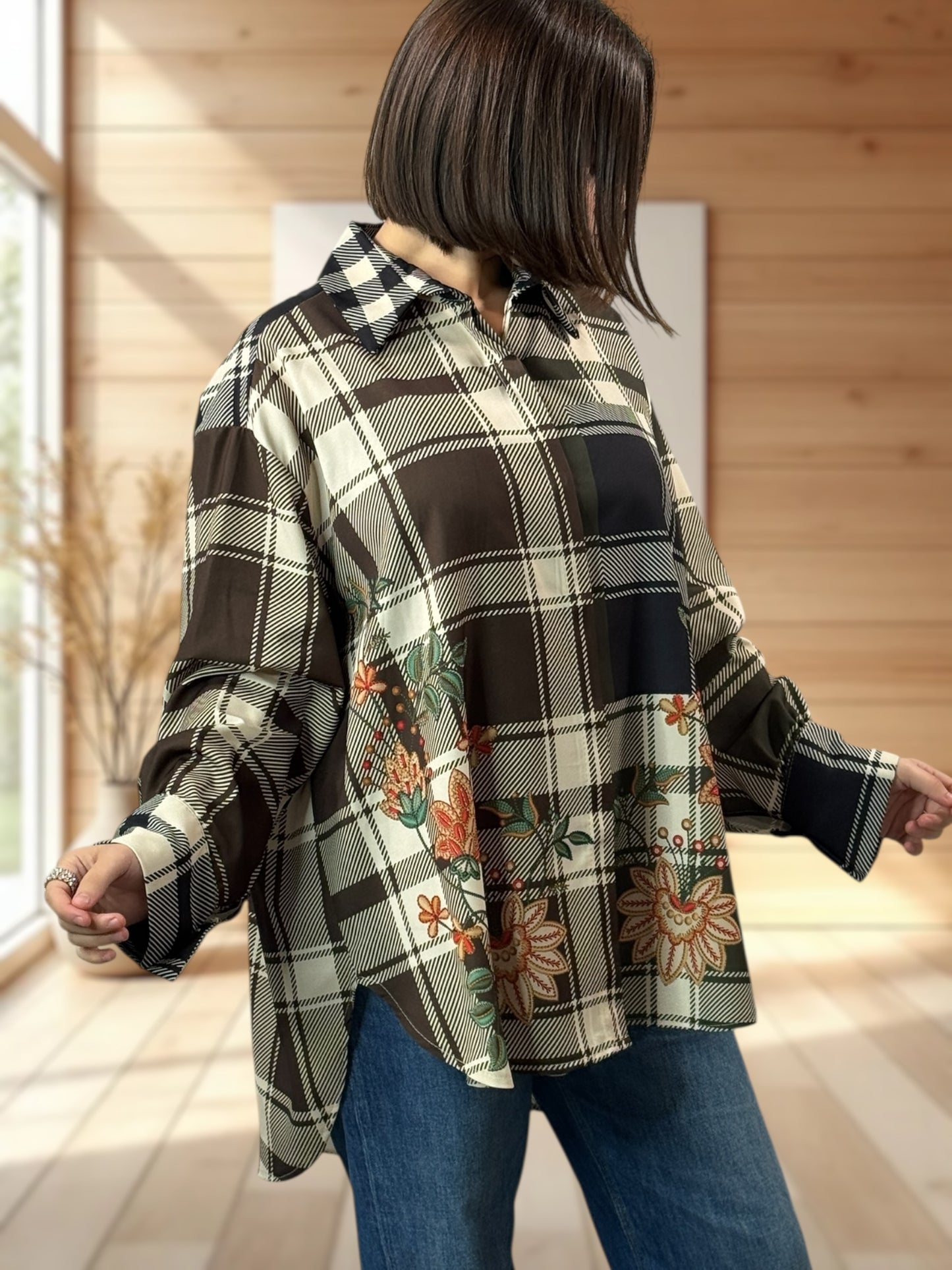 YSOLINE REF6 - CHEMISE OVERSIZE A MOTIF JUSQU'A LA TAILLE 52/54