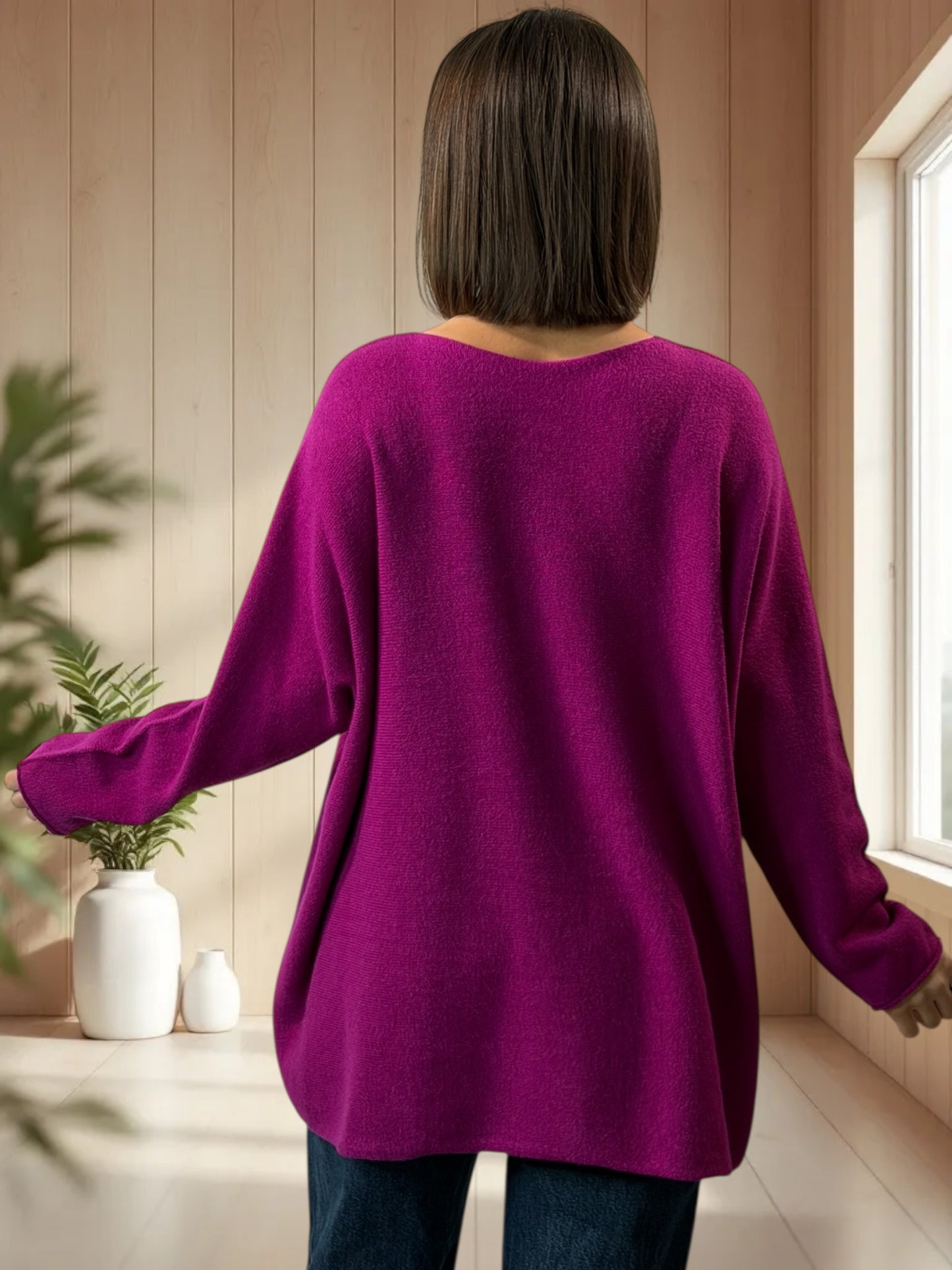 PAOLA - PULL OVERSIZE CYCLAMEN JUSQU'A LA TAILLE 54/56