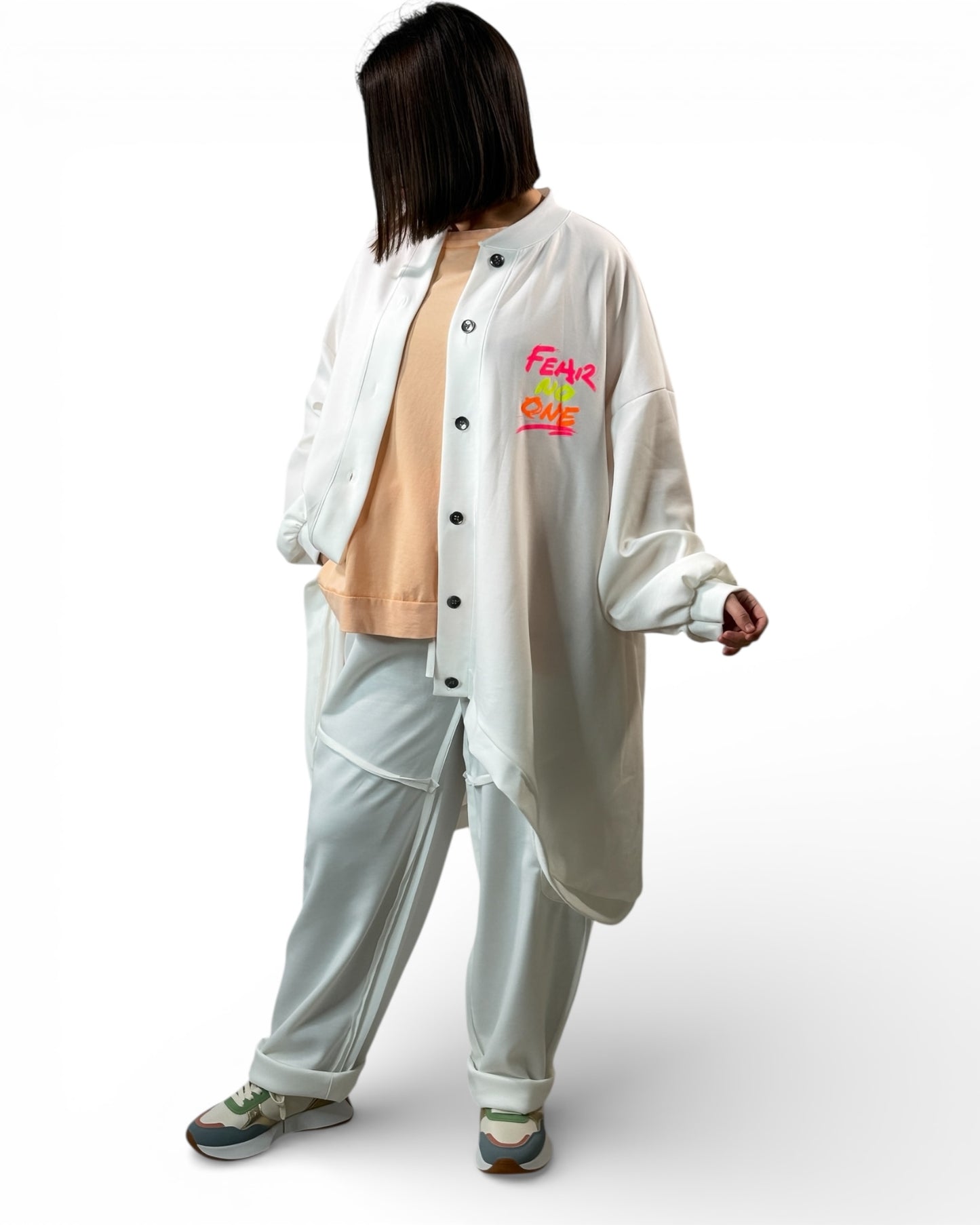 MONIKA - VESTE OVERSIZE BLANCHE JUSQU'A LA TAILLE 58/60