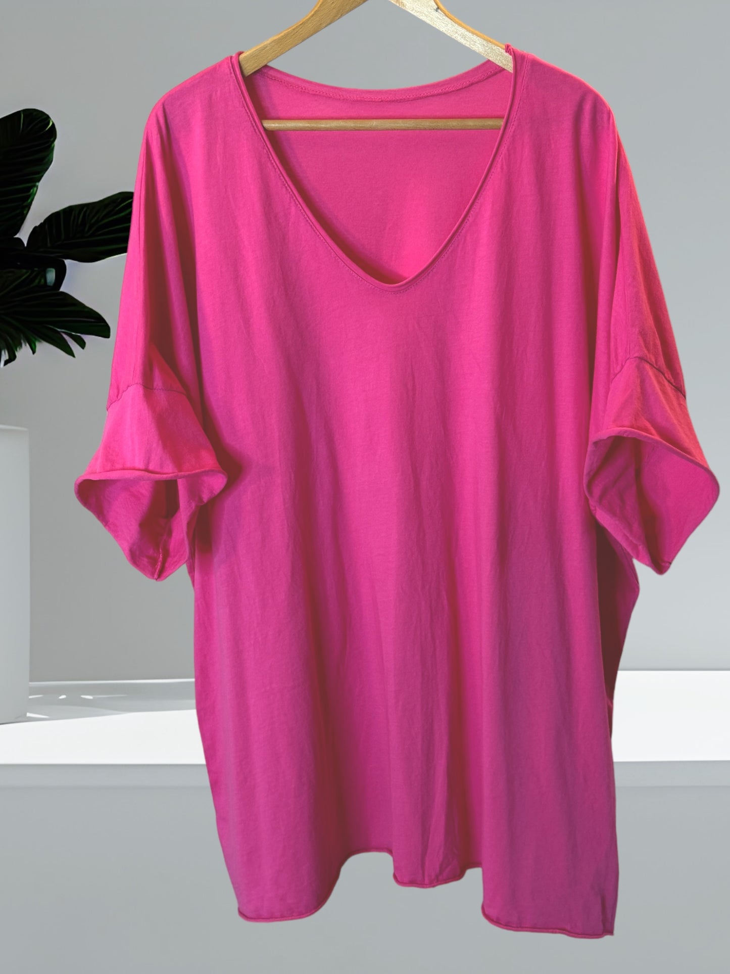 MAX - T-SHIRT FUCHSIA EN COTON TAILLE 48/50 A 56/58