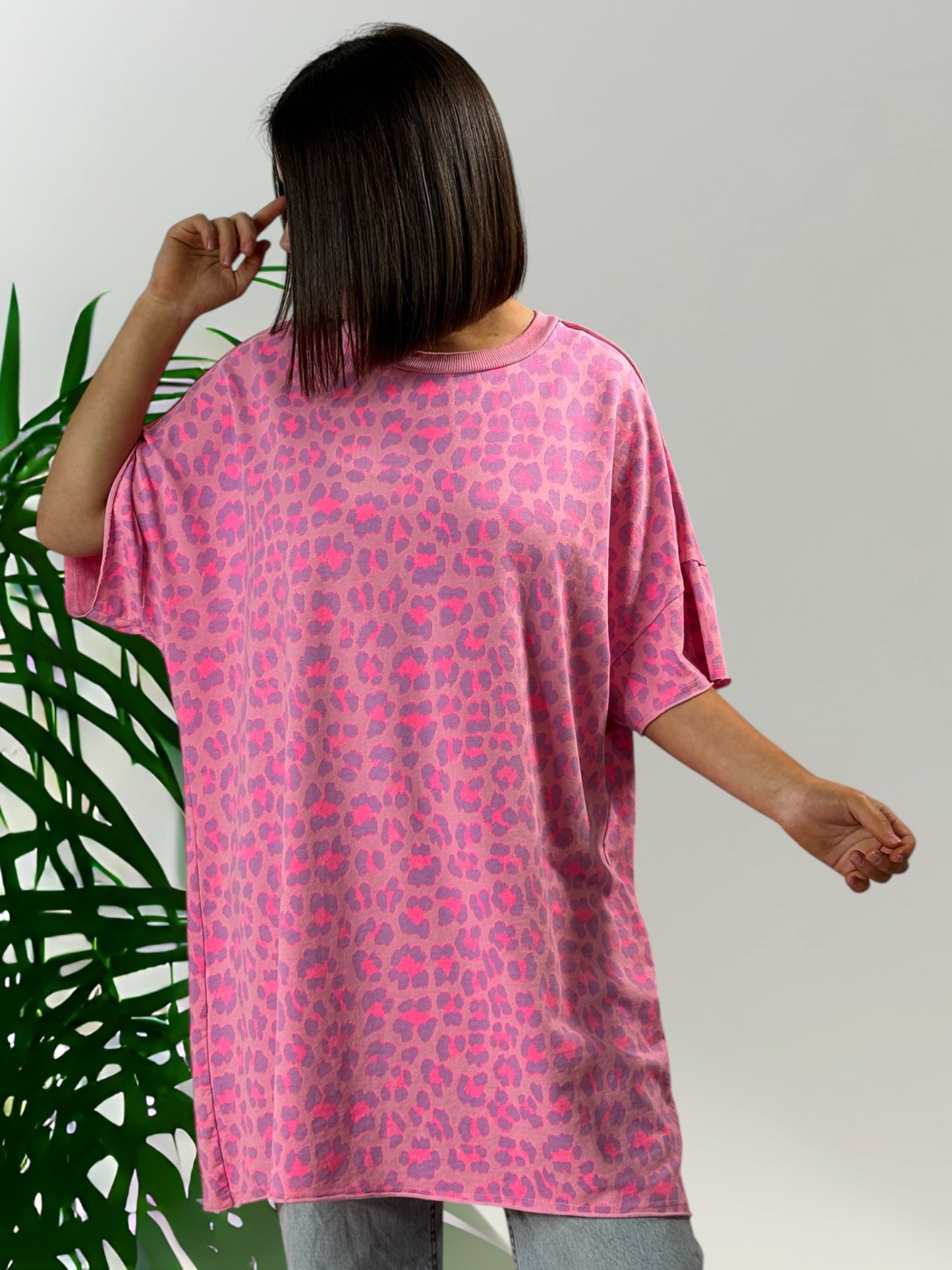 ZANZIBAR - T-SHIRT LEOPARD FUCHSIA ROSE JUSQU'A LA TAILLE 54