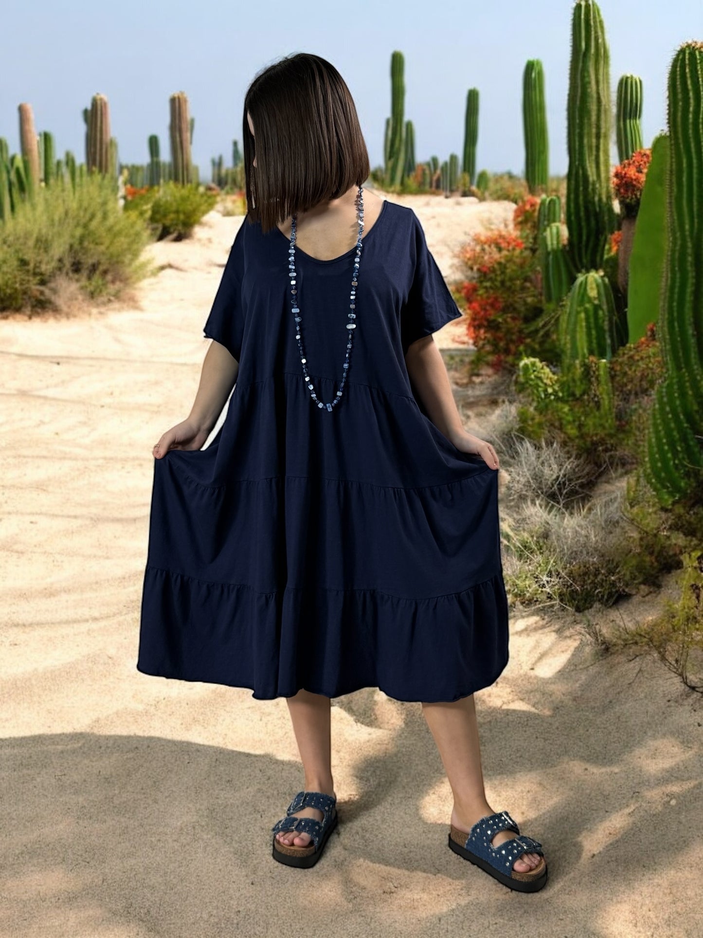 ELSA - ROBE MARINE OVERSIZE JUSQU'A LA TAILLE 56