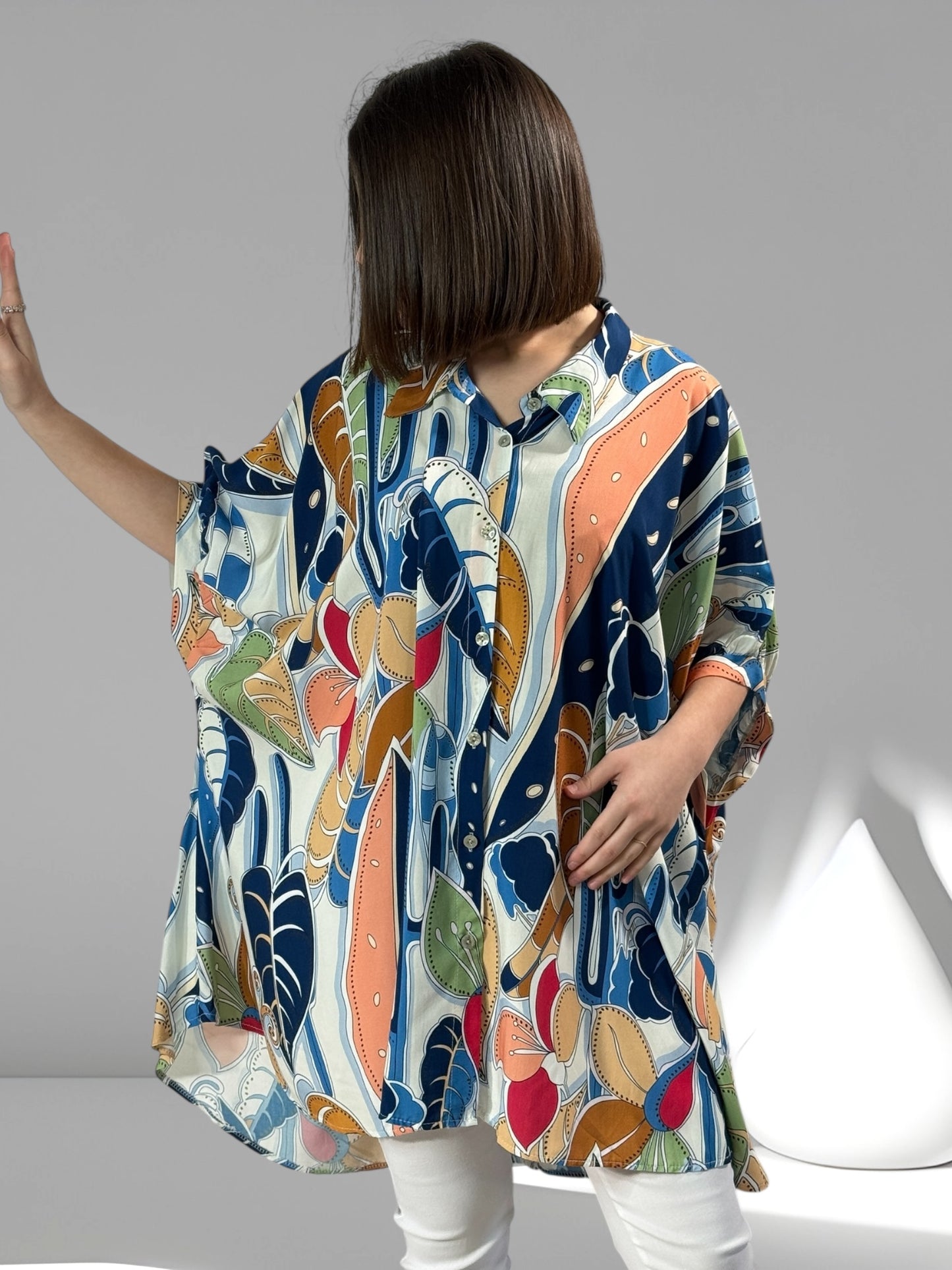 ANELISE - TUNIQUE OVERSIZE MOTIF MARINE JUSQU'A LA TAILLE 58