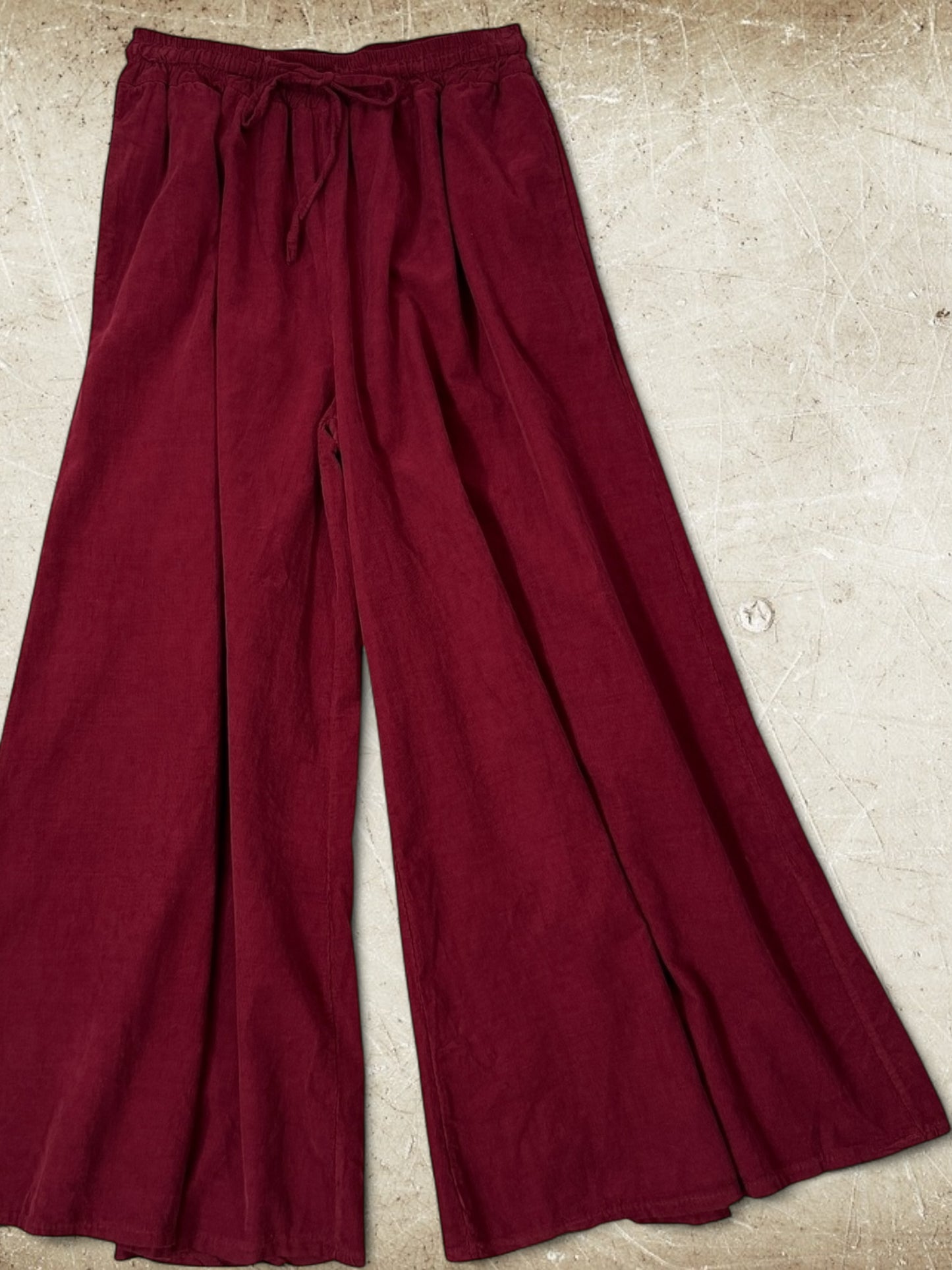 SERGIO - PANTALON AMPLE EN VELOURS MILLERAIES BORDEAUX TAILLE 46/48 A 52