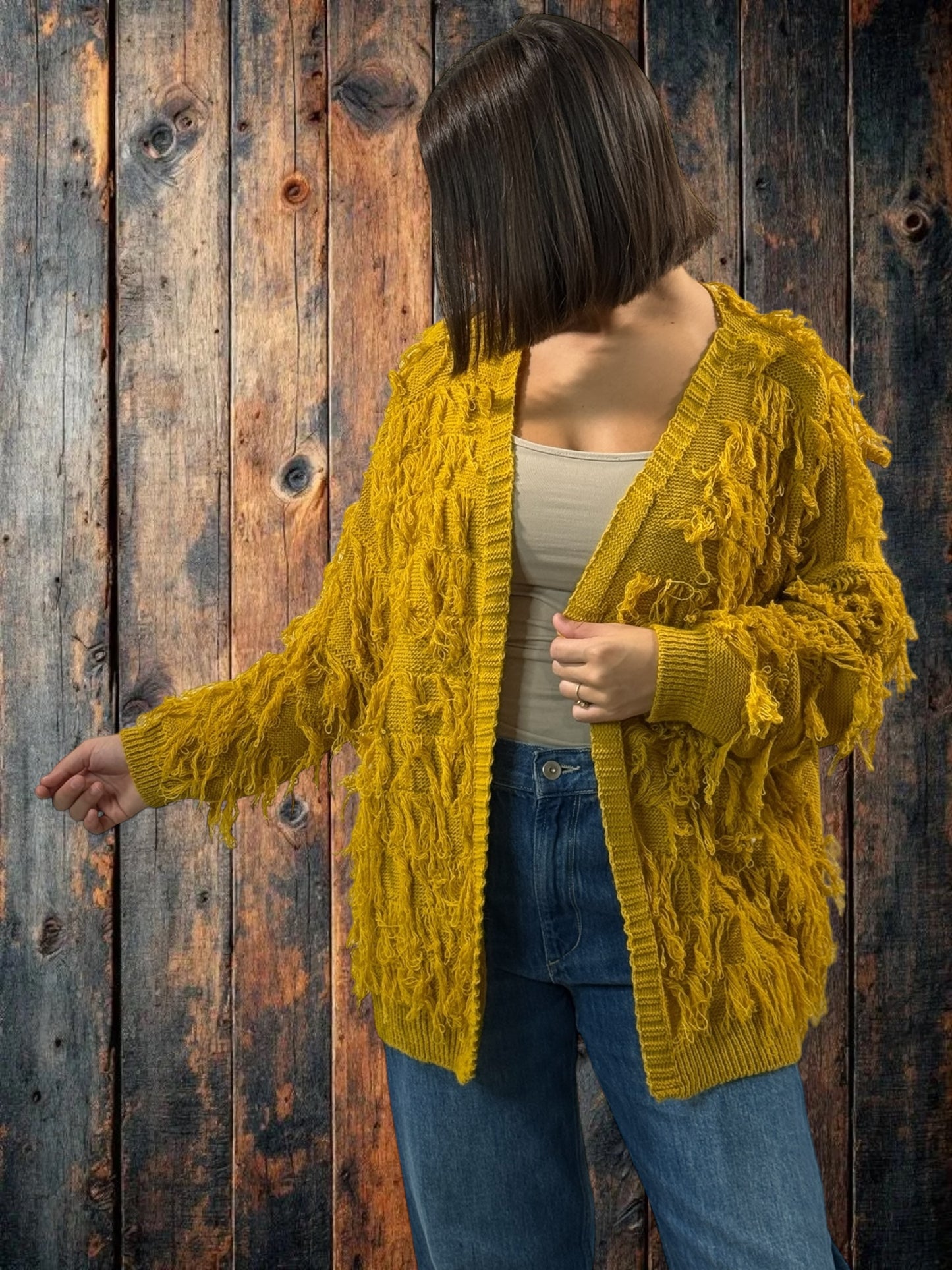 SANDY - GILET MOUTARDE JUSQU'A LA TAILLE 48