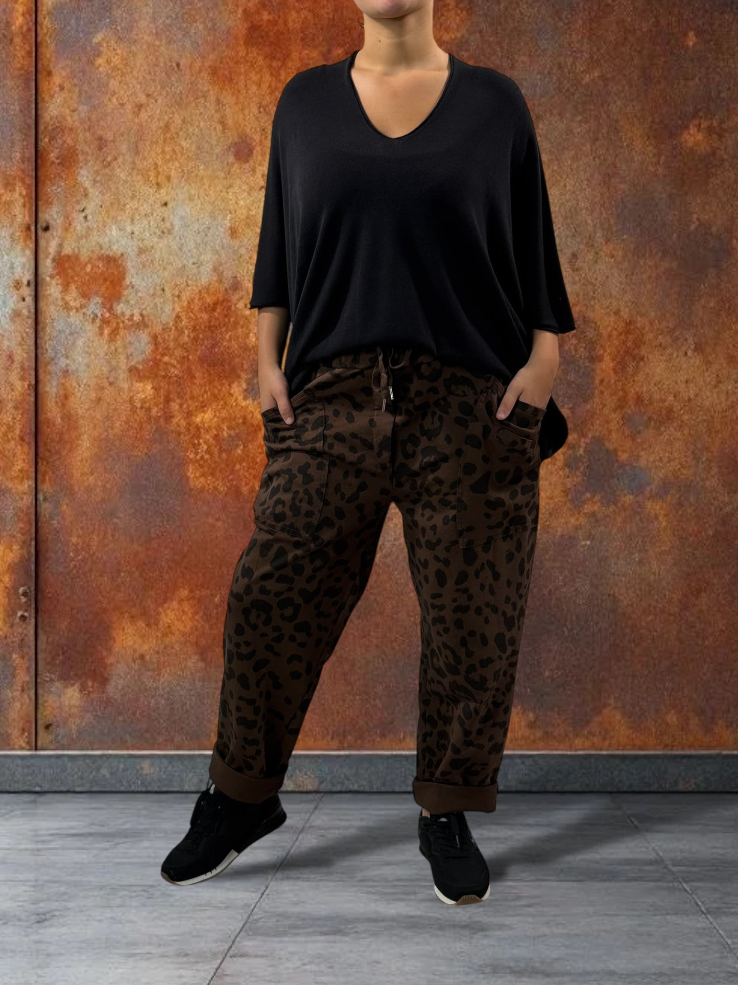 DIEGO - PANTALON SPORTSWEAR LEOPARD MARRON TAILLE 46 A 50/52