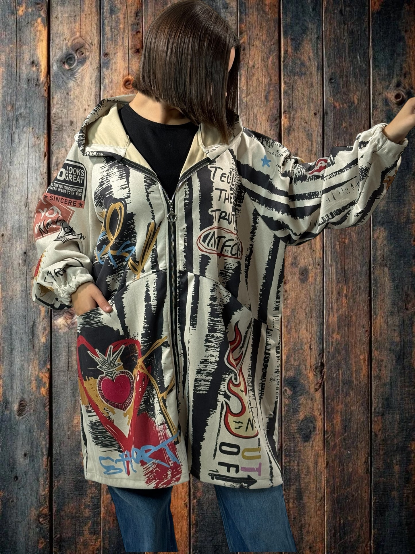 ADDICT - VESTE ASPECT DAIM A MOTIF JUSQU'A LA TAILLE 54