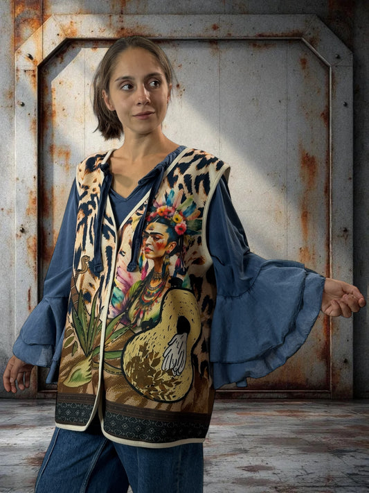 LORENZO - GILET SANS MANCHE A MOTIF JUSQU'A LA TAILLE 50/52