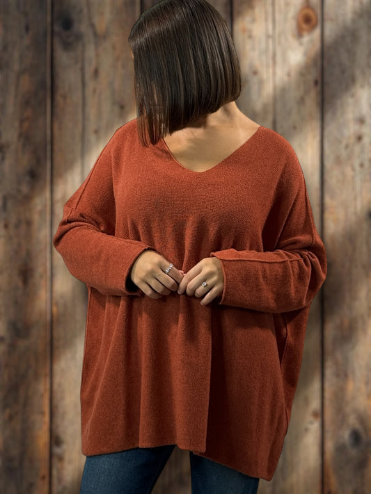 PALOMA - PULL OVERSIZE ROUX JUSQU'A LA TAILLE 56