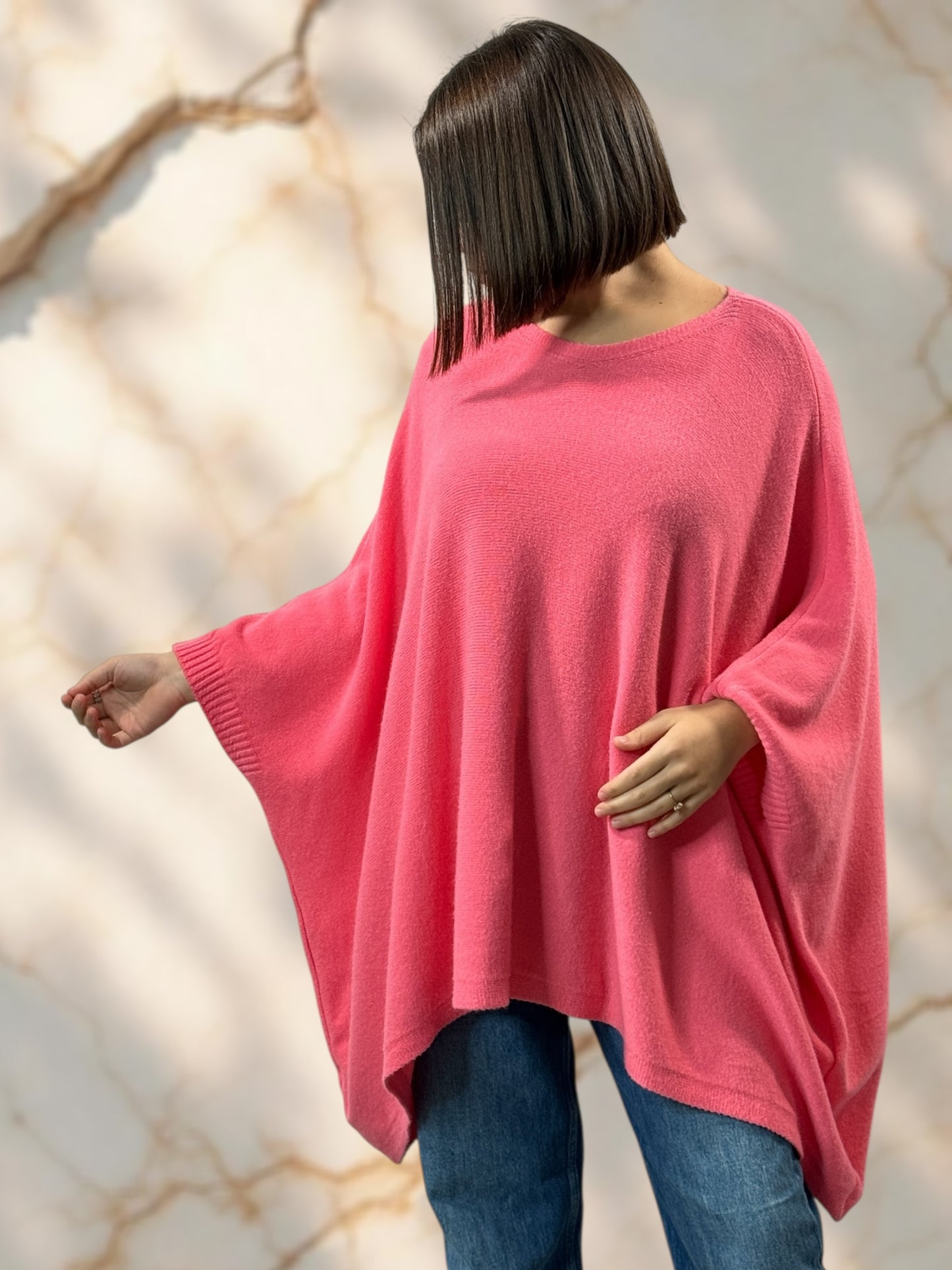 NICKO - PULL OVERSIZE ROSE JUSQU'A LA TAILLE 60