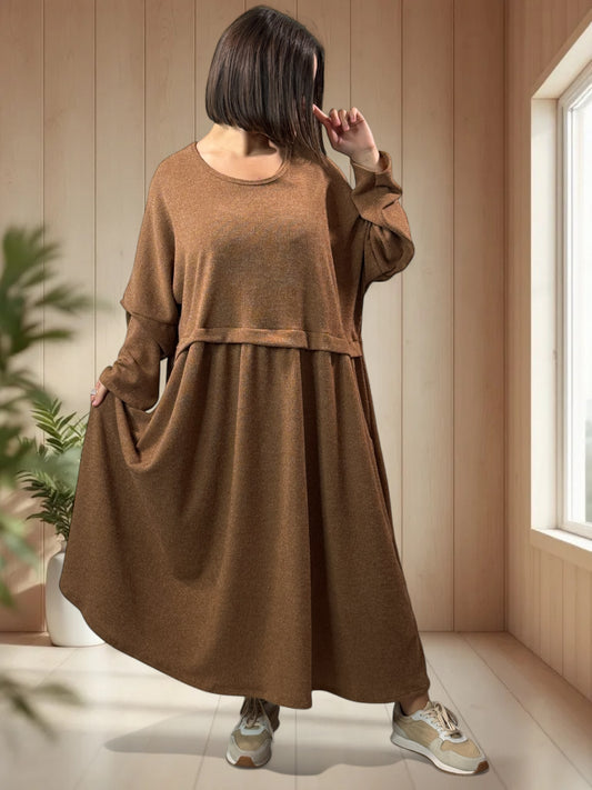 MADELINE - ROBE OVERSIZE CAMEL JUSQU'A LA TAILLE 60