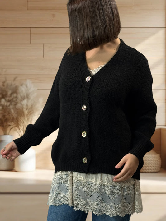 NOHA - GILET NOIR JUSQU'A LA TAILLE 48/50