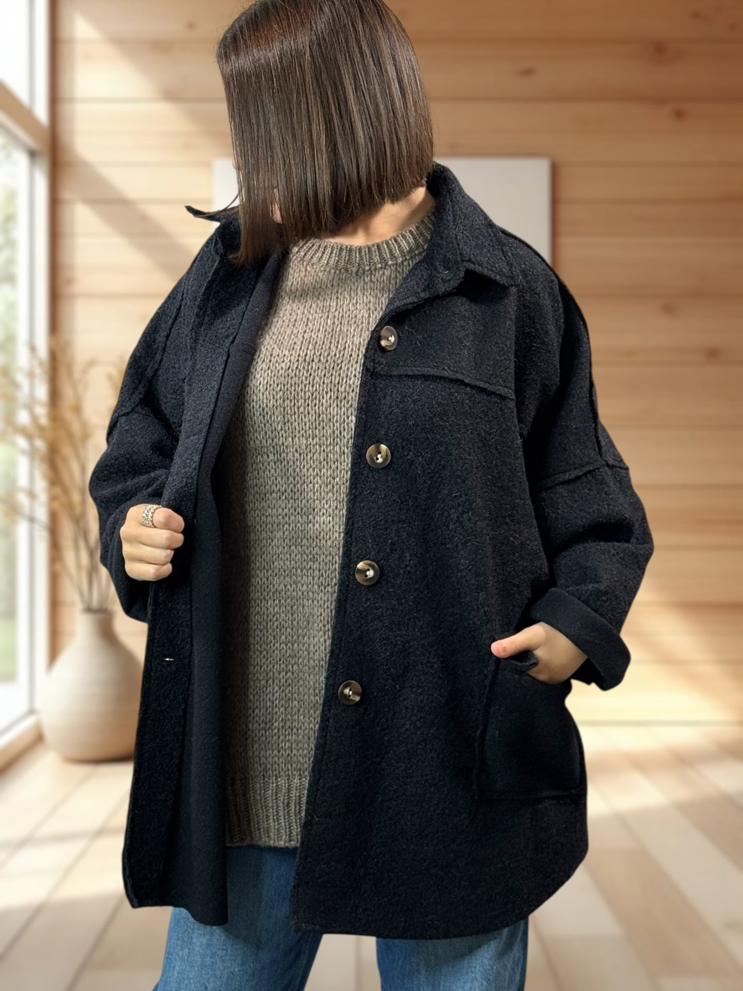 RAVELO - VESTE OVERSIZE MARINE JUSQU'A LA TAILLE 54/56