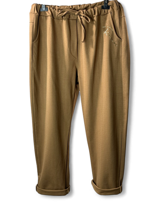 REMENBER - PANTALON CAMEL A CHEVRONS JUSQU'A LA TAILLE 52/54