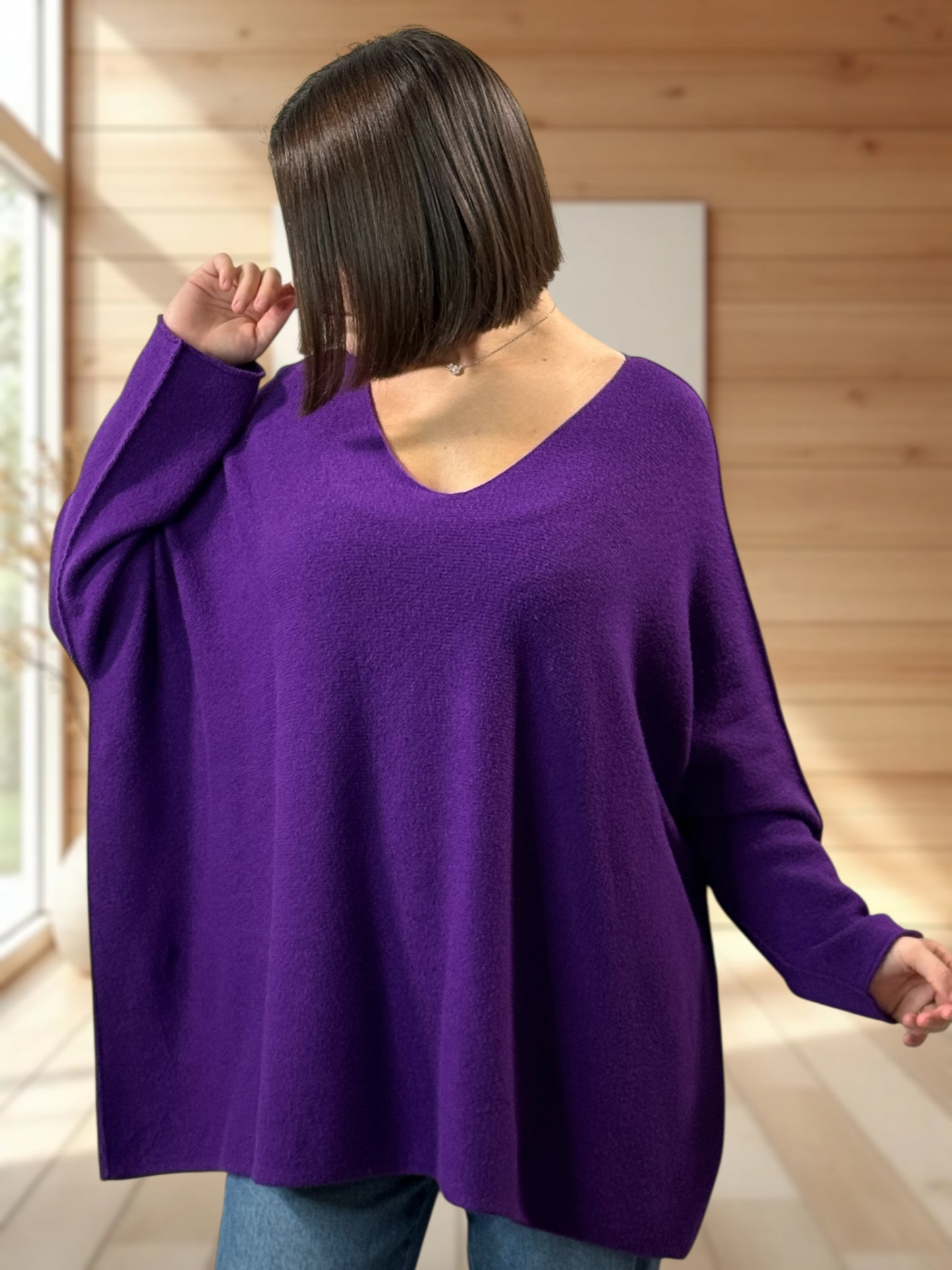 PALOMA - PULL OVERSIZE VIOLET JUSQU'A LA TAILLE 56