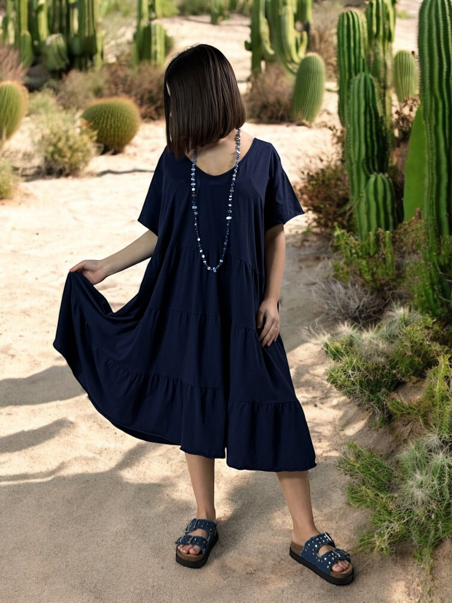 ELSA - ROBE MARINE OVERSIZE JUSQU'A LA TAILLE 56