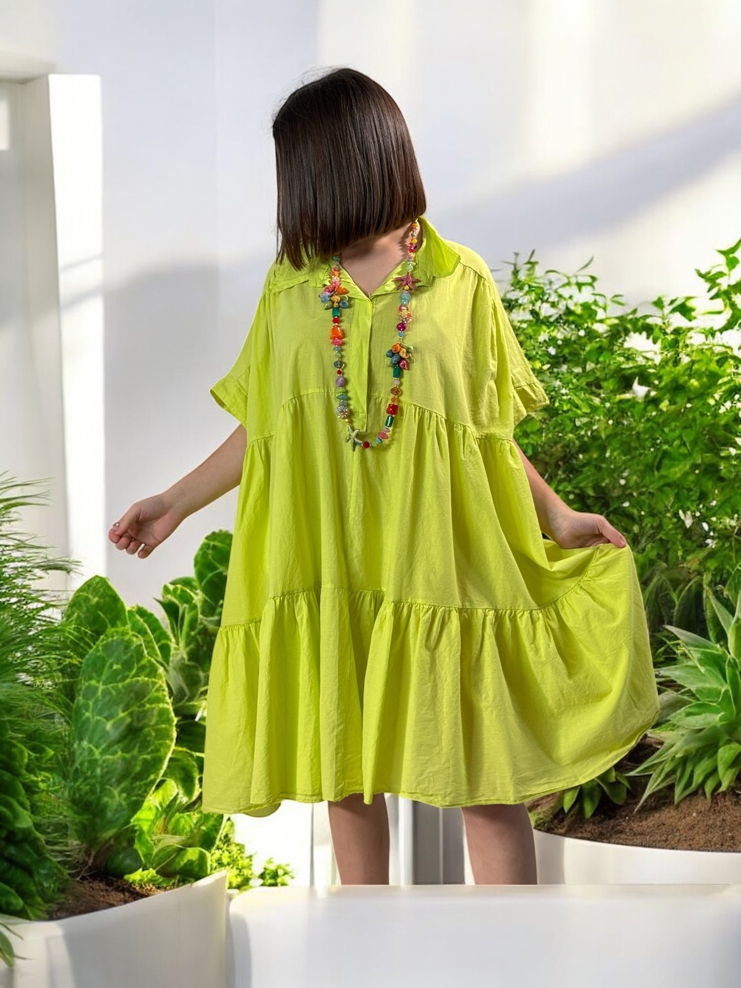MADELINE - ROBE TUNIQUE VERTE JUSQU'A LA TAILLE 52/54