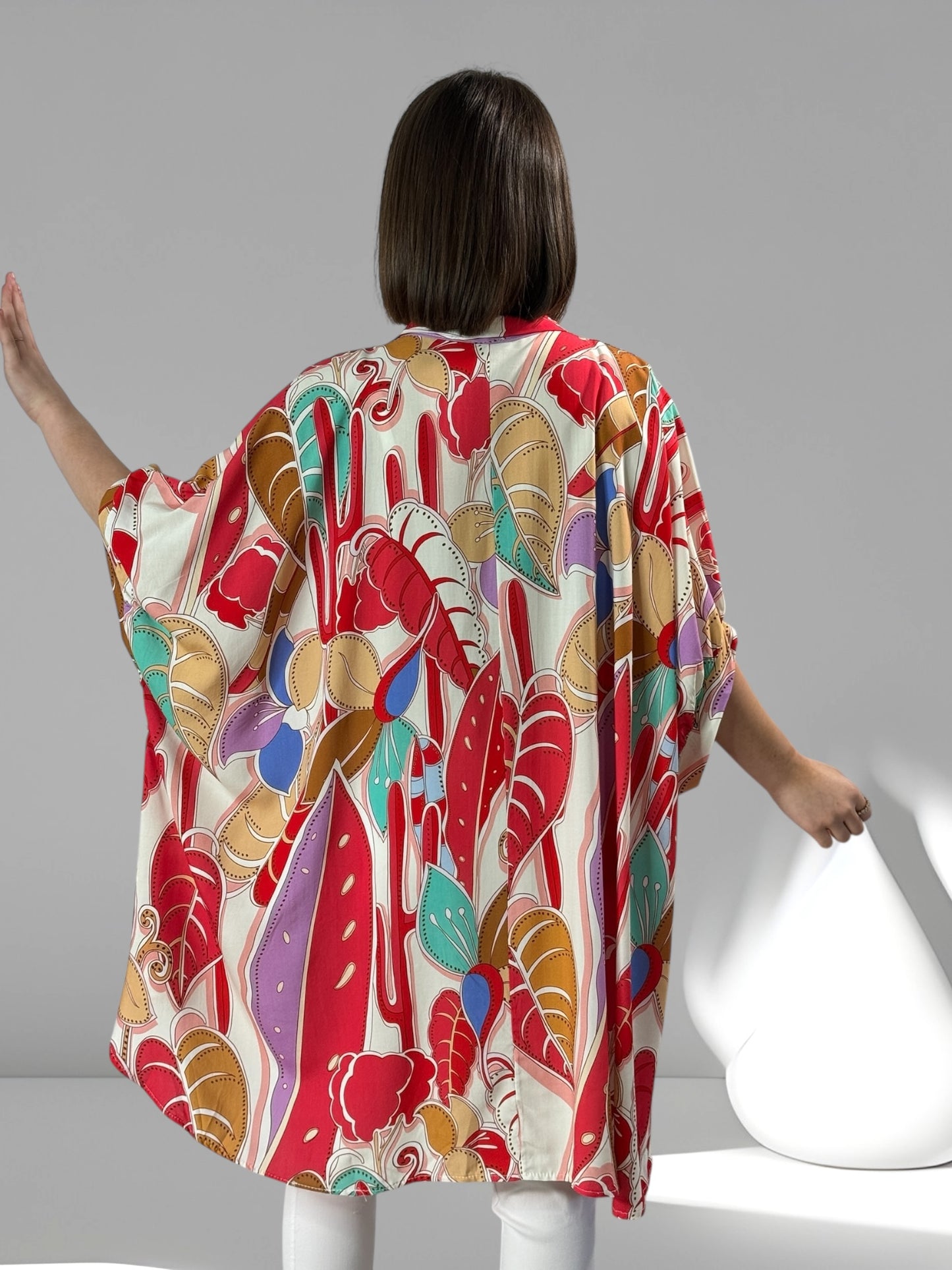 ANELISE - TUNIQUE OVERSIZE MOTIF ROUGE JUSQU'A LA TAILLE 58