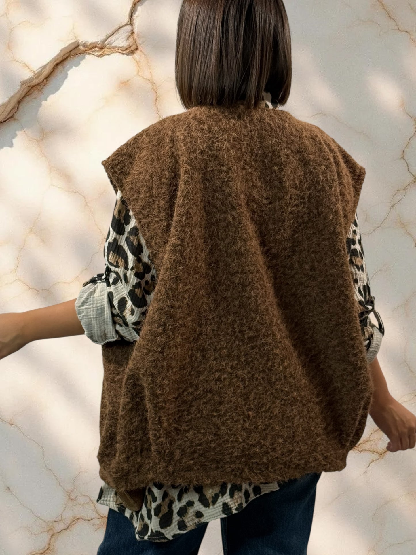 LUDO - GILET MARRON SANS MANCHE JUSQU'A LA TAILLE 50/52