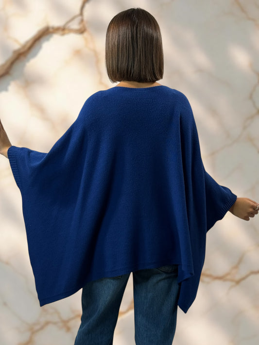 NICKO - PULL OVERSIZE BLEU JUSQU'A LA TAILLE 60