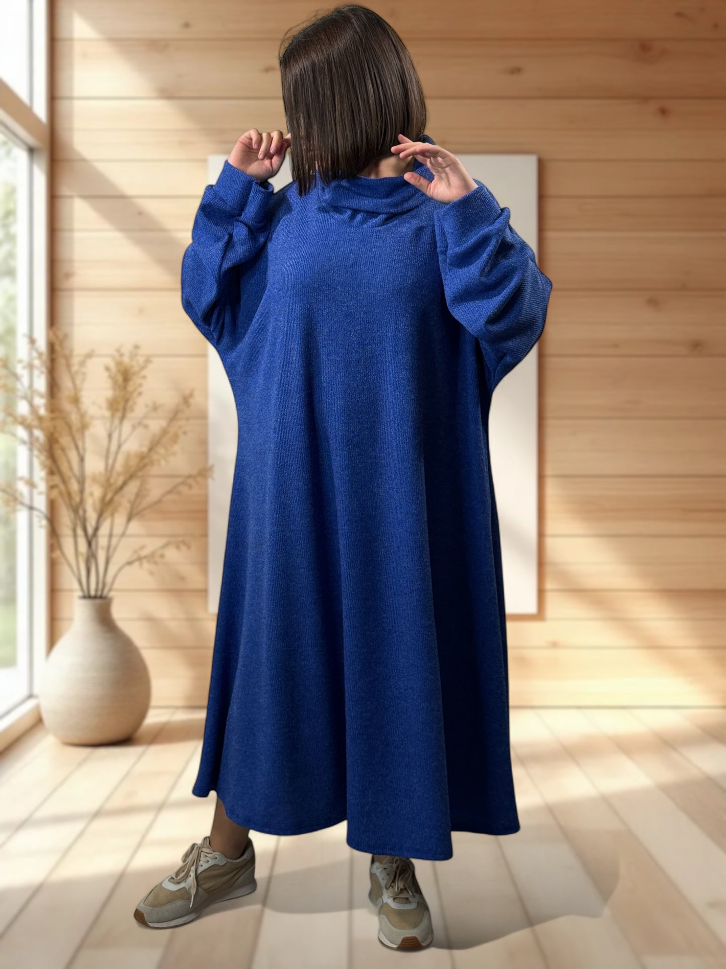 MILAN - ROBE OVERSIZE BLEU IMPERIAL JUSQU'A LA TAILLE 60