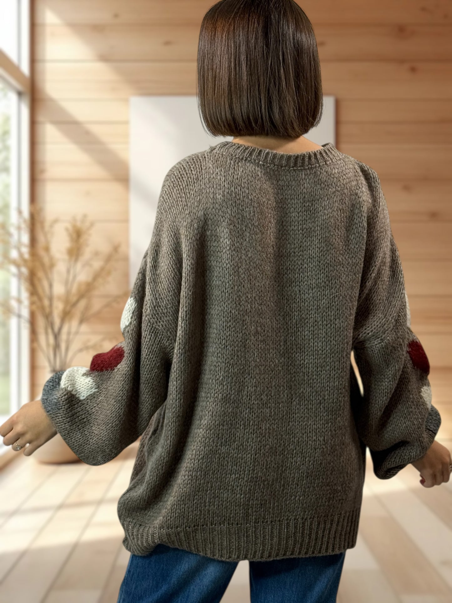 ETHAN - PULL OVERSIZE TAUPE JUSQU'A LA TAILLE 50