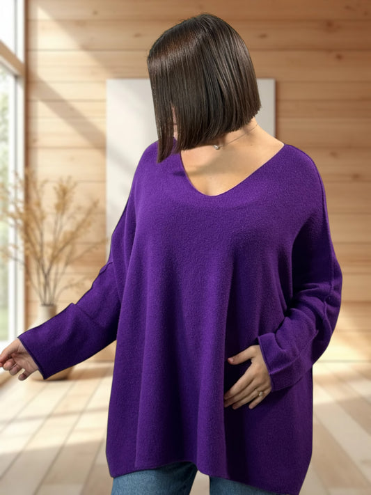 PALOMA - PULL OVERSIZE VIOLET JUSQU'A LA TAILLE 56