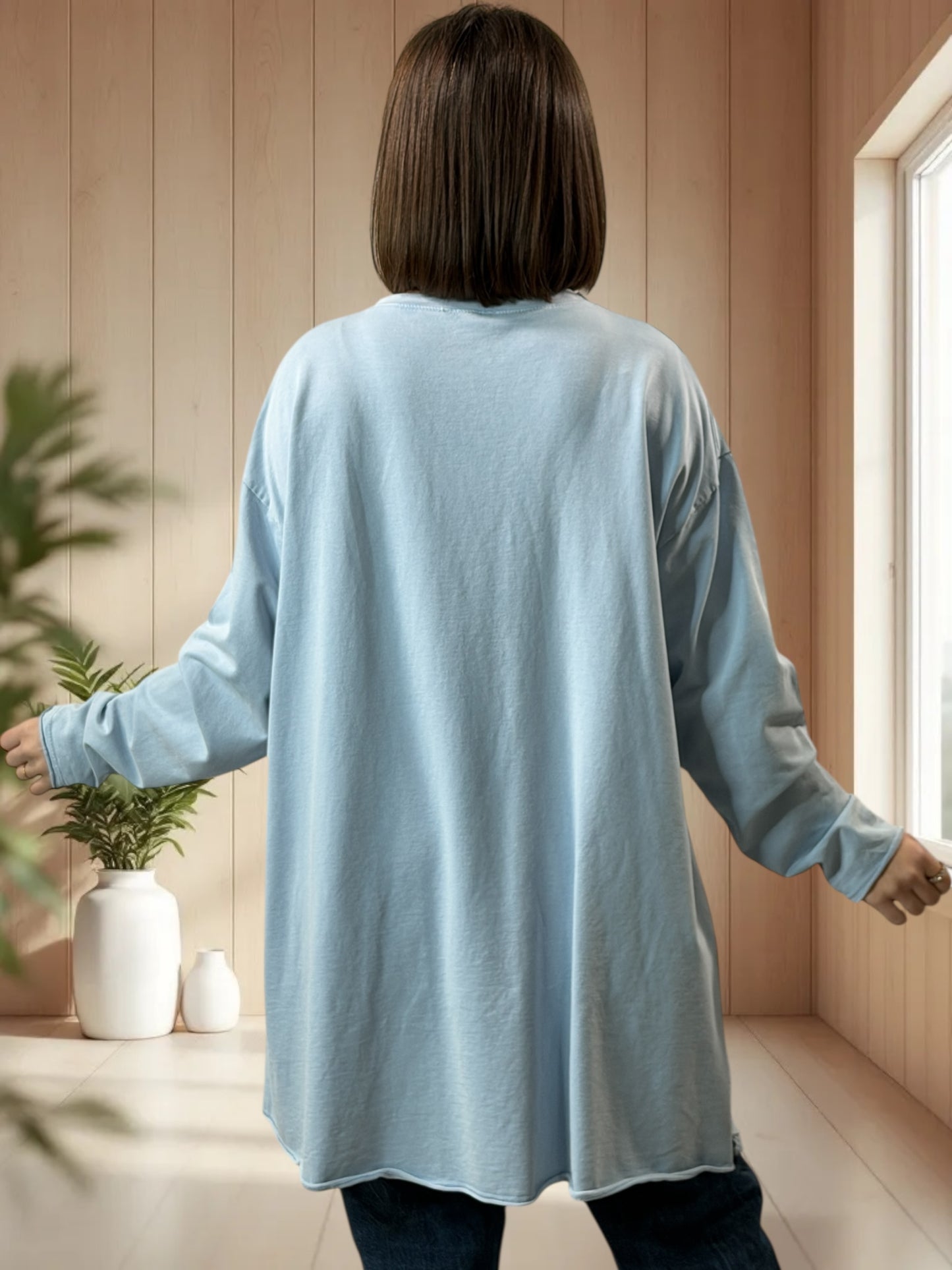 MARIUS - SWEAT OVERSIZE BLEU CIEL JUSQU'A LA TAILLE 54