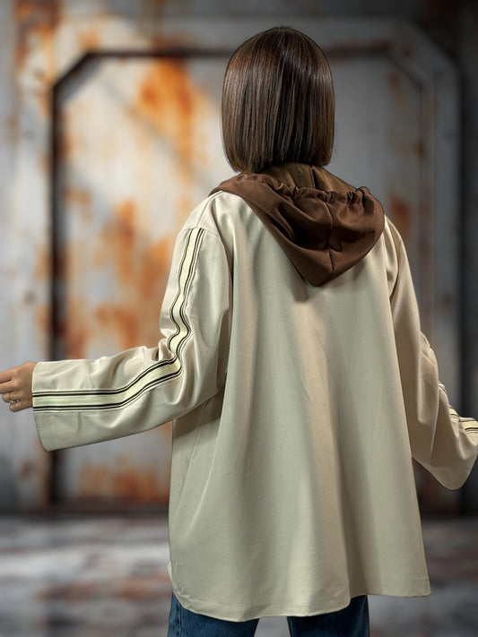 CAMERON - BLAZER BEIGE AVEC CAPUCHE JUSQU'A LA TAILLE 52/54