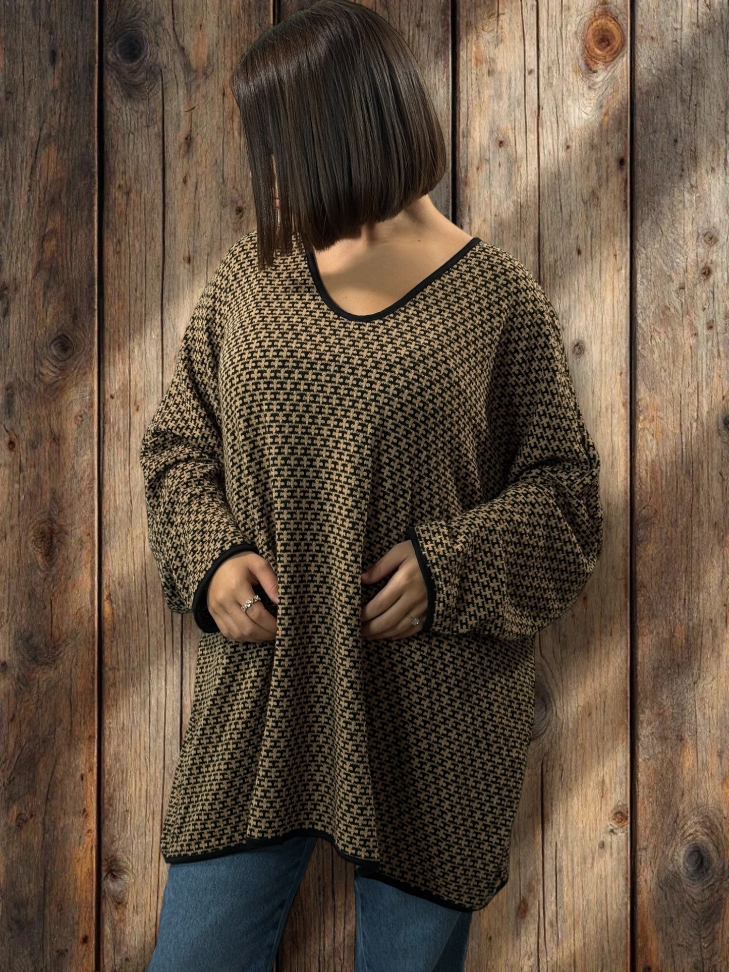 PABLO - PULL EN MAILLE A MOTIF JUSQU'A LA TAILLE 56