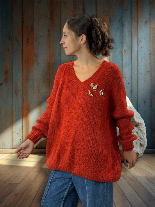 MATTEO - PULL ROUX AVEC MOHAIR JUSQU'A LA TAILLE 54