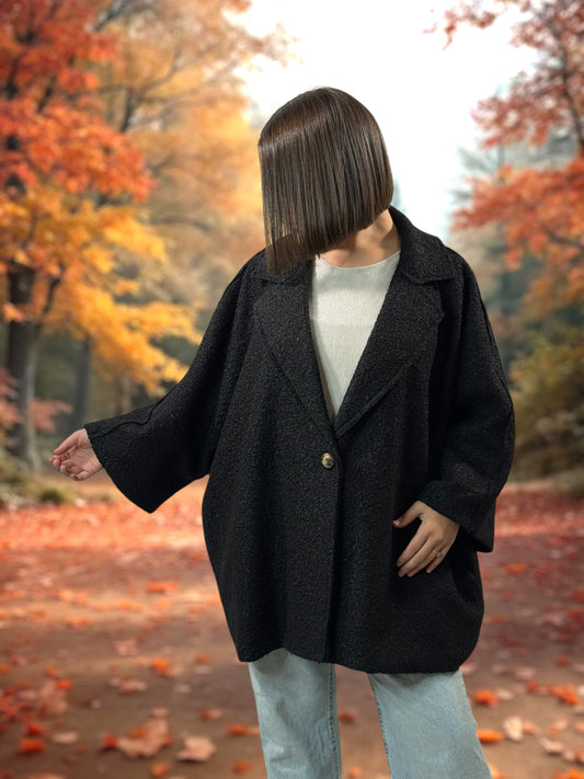 RUBY - VESTE OVERSIZE NOIRE JUSQU'A LA TAILLE 56