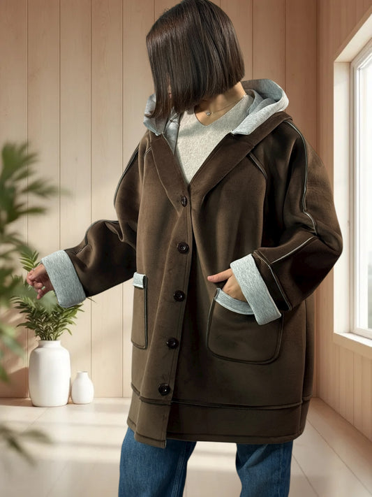 BRADLEY - VESTE A CAPUCHE  MARRON JUSQU'A LA TAILLE 56