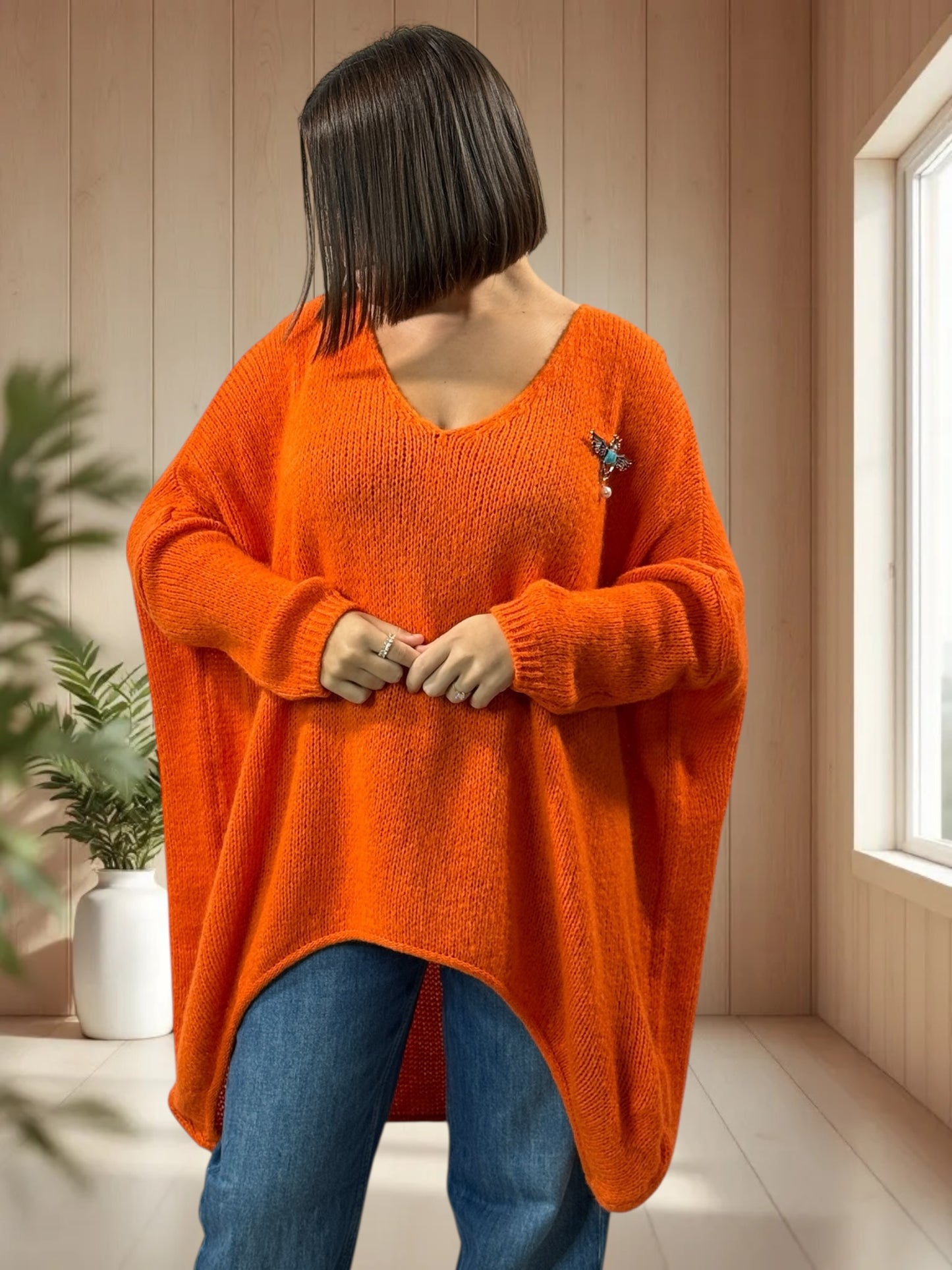 JULIA - PULL OVERSIZE ORANGE JUSQU'A LA TAILLE 56/58