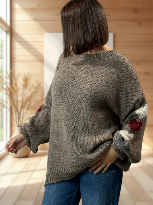 ETHAN - PULL OVERSIZE TAUPE JUSQU'A LA TAILLE 50