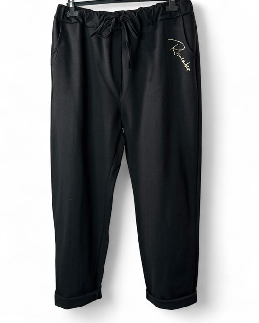 REMENBER - PANTALON NOIR A CHEVRONS JUSQU'A LA TAILLE 52/54