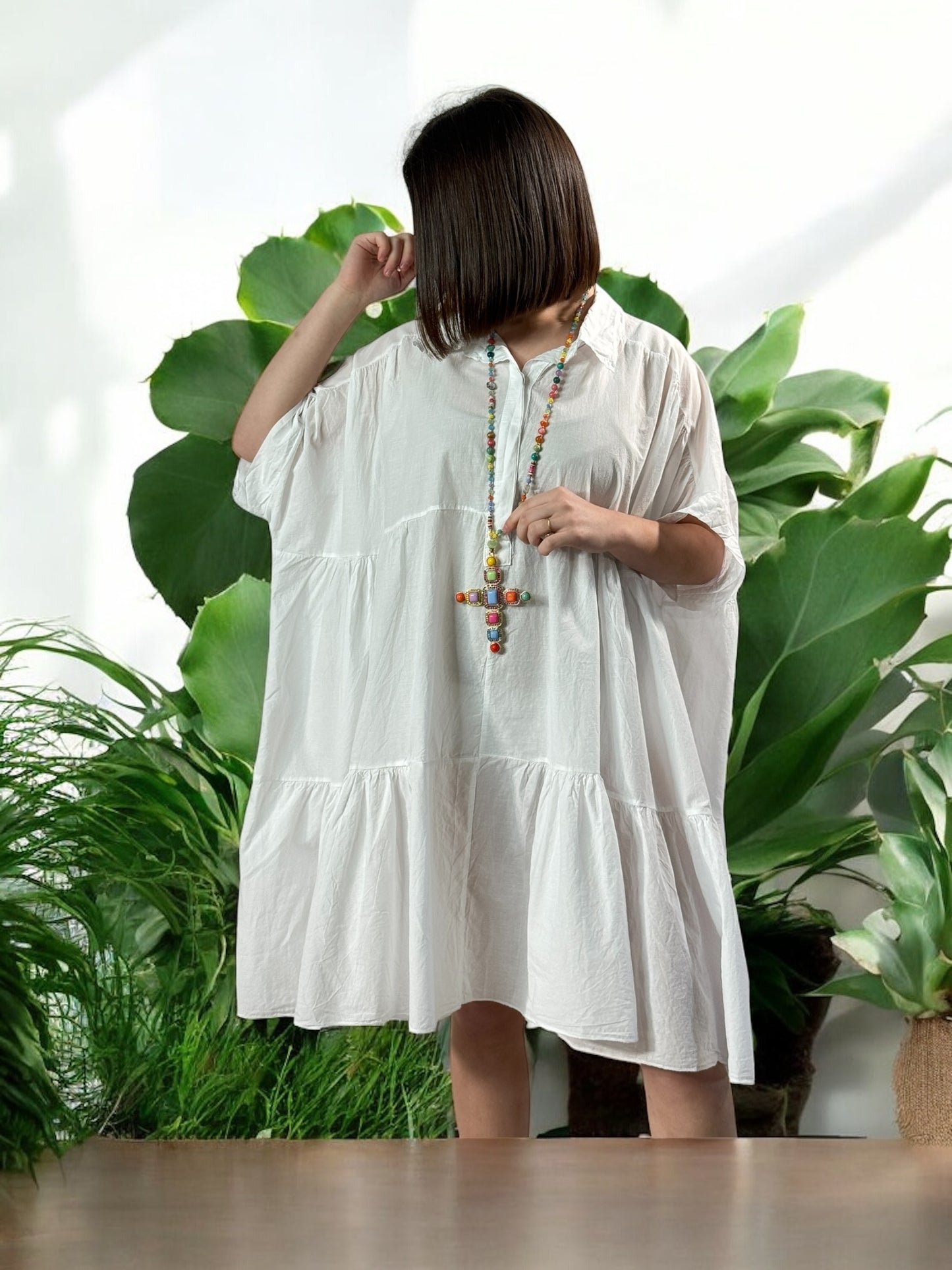 MADELINE - ROBE TUNIQUE BLANCHE JUSQU'A LA TAILLE 52/54