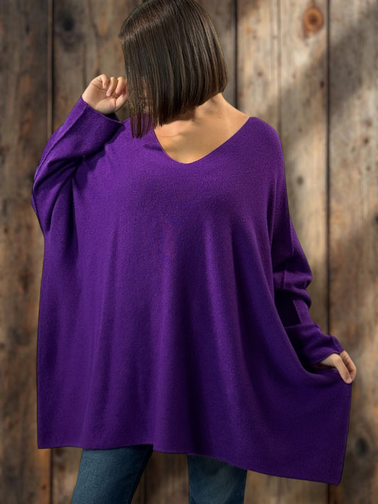 PALOMA - PULL OVERSIZE VIOLET JUSQU'A LA TAILLE 56
